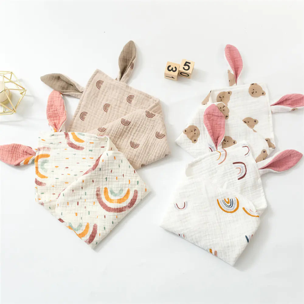 Baby Rabbit Ears Cotton Sleep Towel and Hug Blanket